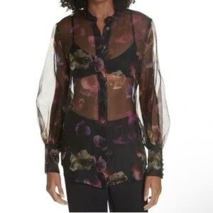 🆕 Equipment Femme Boleyn Sheer Floral Top - L